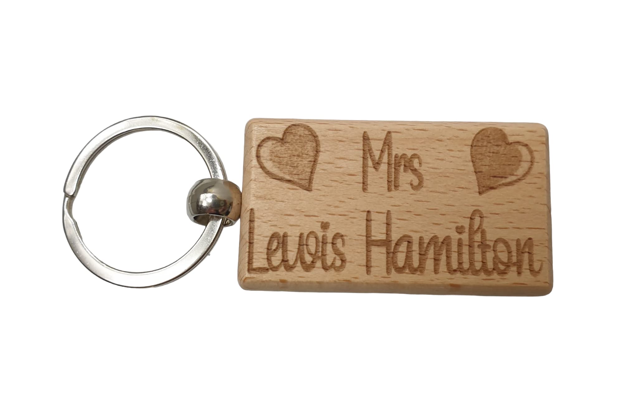 Decalarama Brown Mrs Lewis Hamilton Keyring Gift - Engraved Wooden Formula One F1 Team Driver Fan Fun Cute Novelty Present