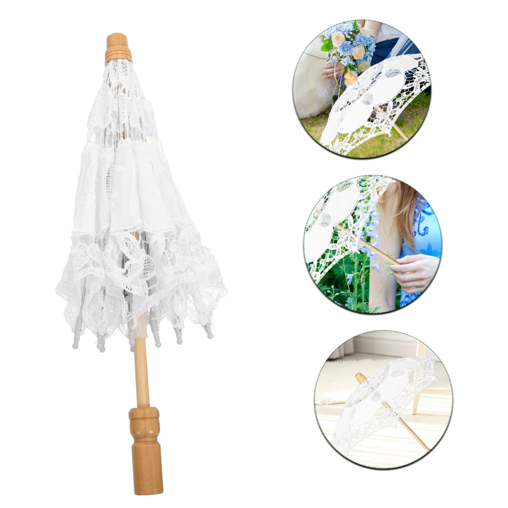 2stücke Hochzeit Spitzenregenschirm Eleganter Lace Parasol Für Hochzeitsfotografie Und Dekoration Robuste Baumwollkonstruktion Für Feiern Cosplay Und Mehr