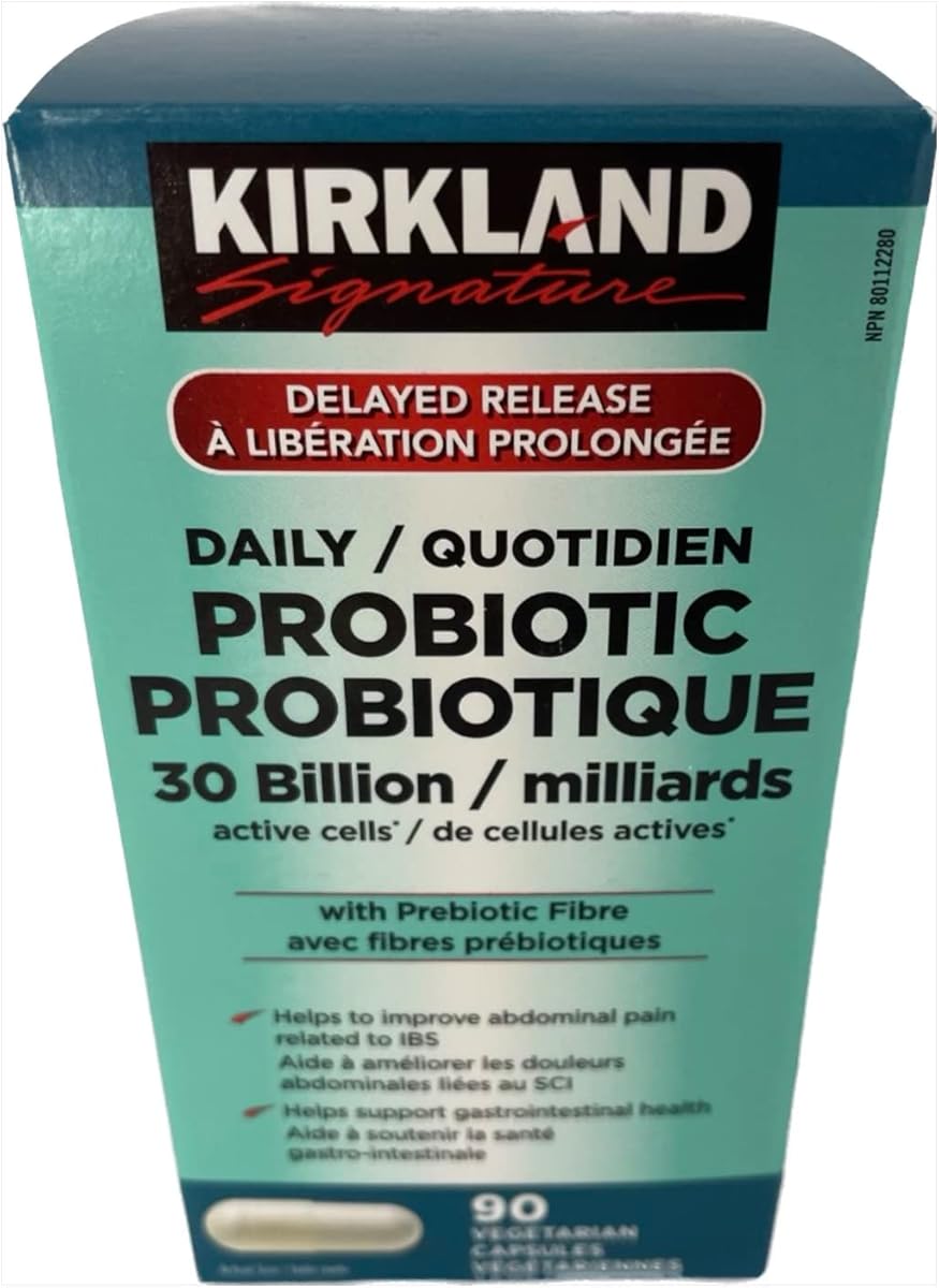 KIRKLAND Kirkland Signature Daily Probiotic 30 Billion Active Cells with Probiotic Fibre - 90 Vegetarian Capsules