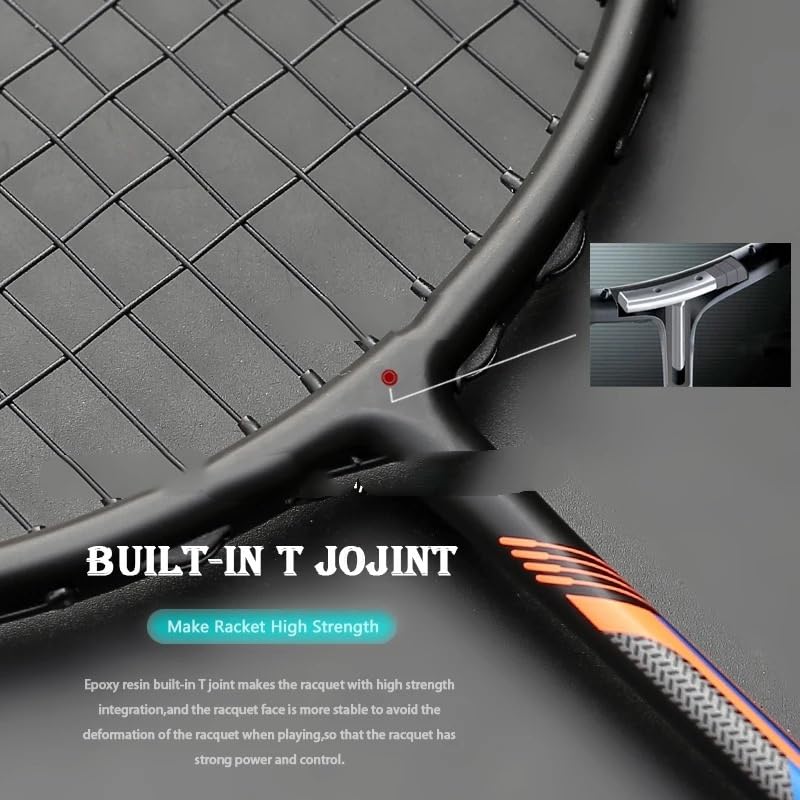Badminton Set Racchette da Badminton Super Leggere in Fibra di Carbonio 10U con Corde G5 13KG, Racchetta Professionale
