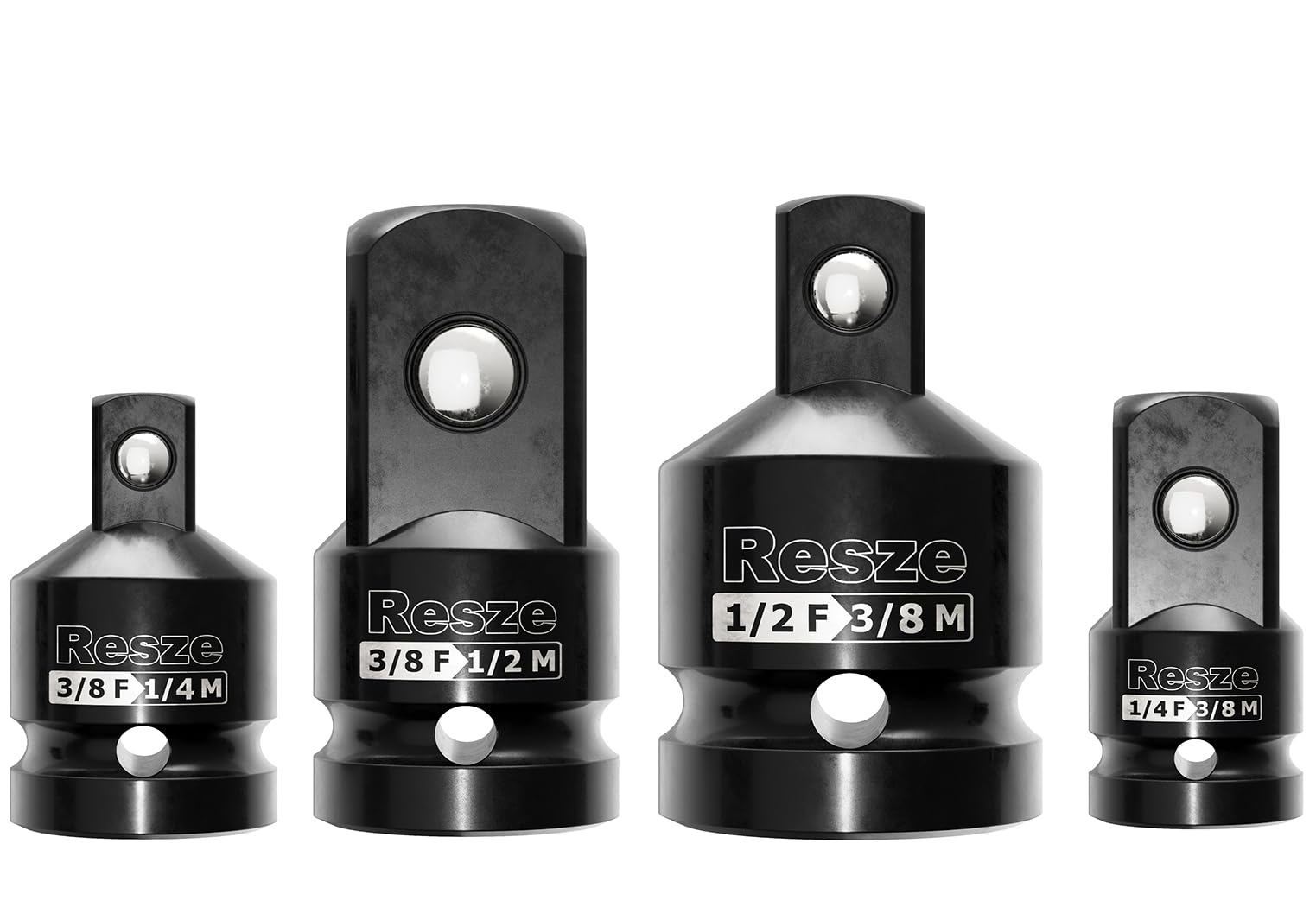 Resze 4PCS Impact Socket Adapter and Reducer Set,1/4" & 3/8" & 1/2" Drive Socket Adapter Set, Square Adapter Breaker Bar Wrench Conversion Kit