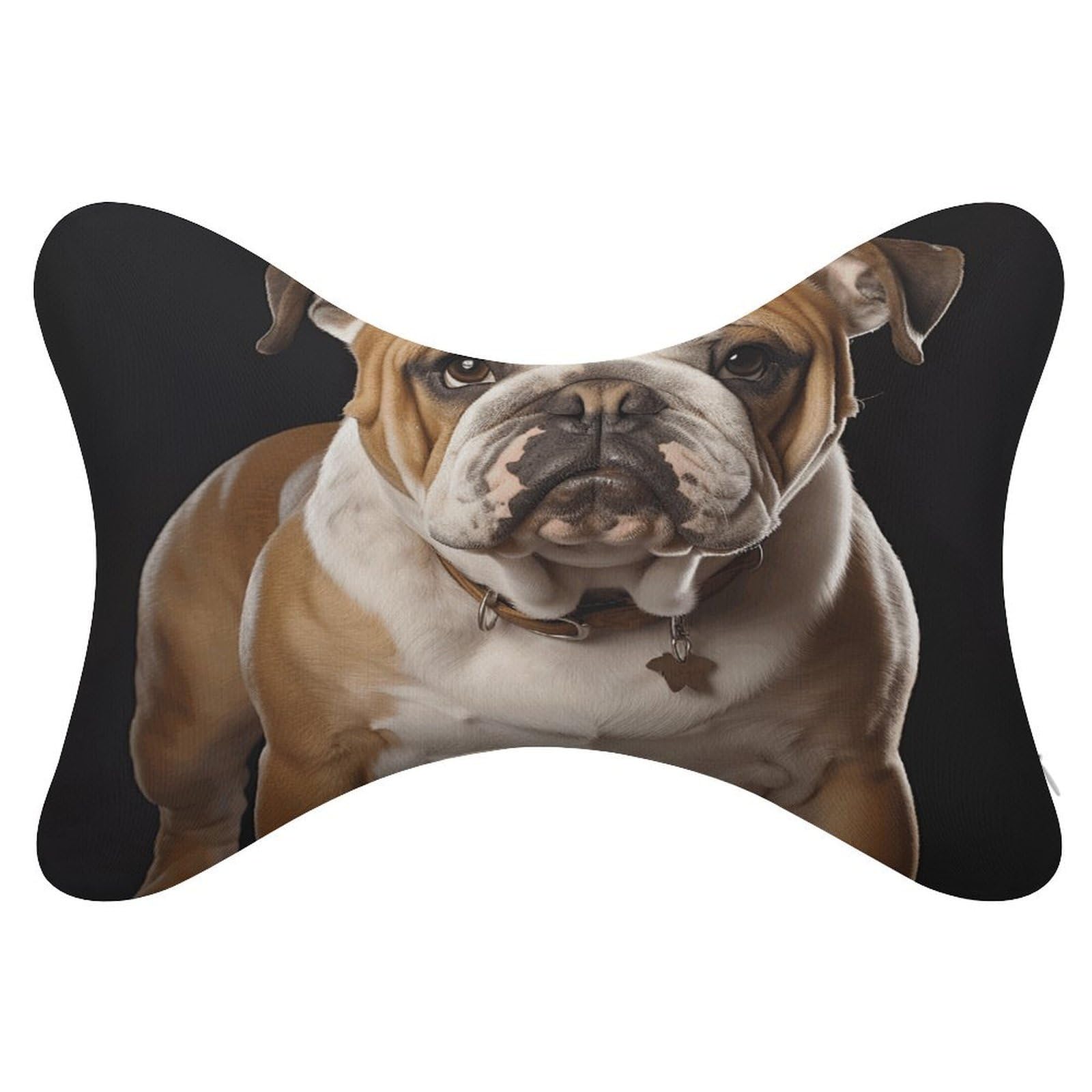VstaDank English-Bulldog Car Neck Pillows 2 Pack Removable Ergonomic Cervical Support Pillow Fashion Cozy Bone Shaped Pillows Soft Car Headrest Pillow for Office Airplane Most Car