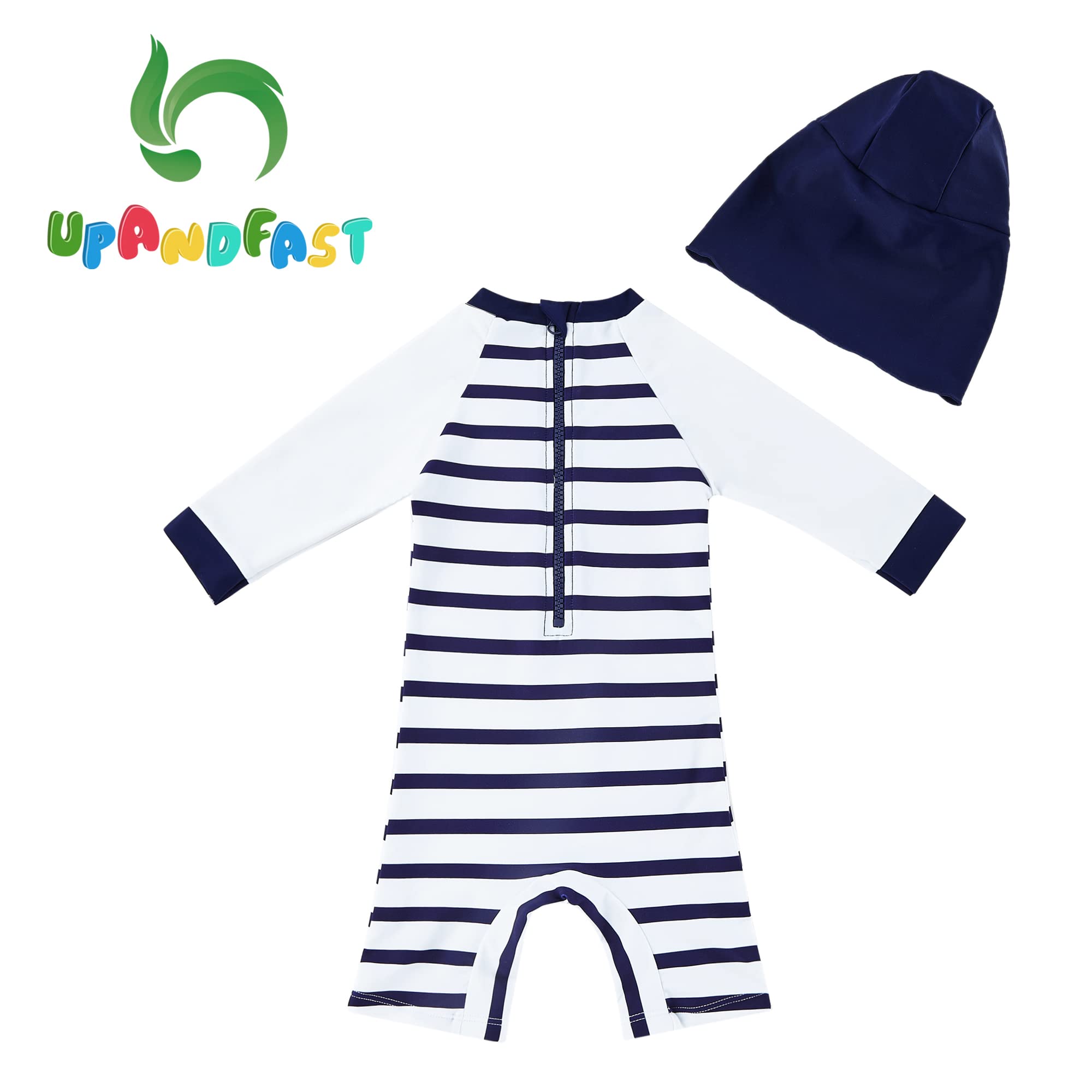 upandfast Maillot de Bain Une pièce avec Fermetures éclair pour bébé garçons Maillot de Bain pour bébé Protection Solaire UPF 50+ avec Chapeau de Soleil - 3