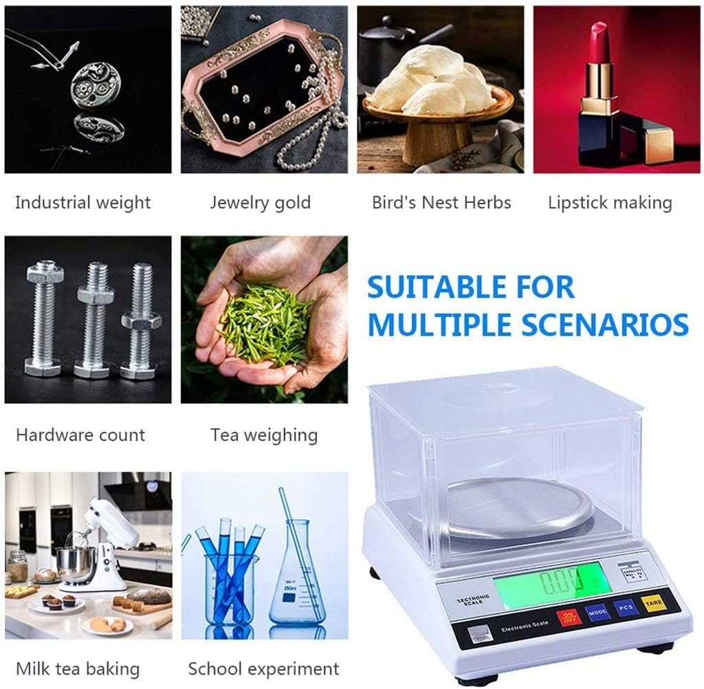 Balanza analítica Digital, Balanza electrónica de Alta precisión, Báscula Digital de precisión de 0,01 g con Parabrisas, conversión de 13 Unidades, para Laboratorio, Farmacia (2kg/0.01g)