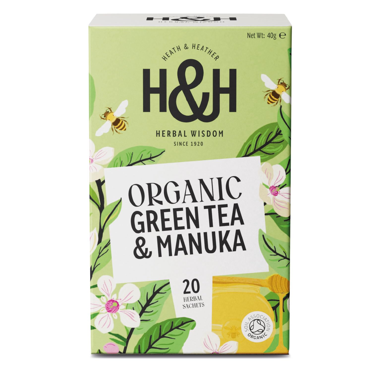 Heath And Heather Organic Green Tea & Manuka Honey 20 Bags