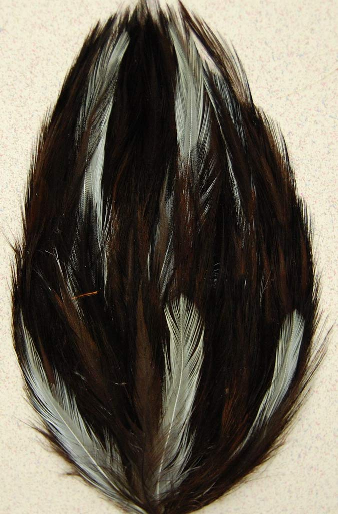 2 Pcs Hackle Feather Pads - BROWN / BEIGE