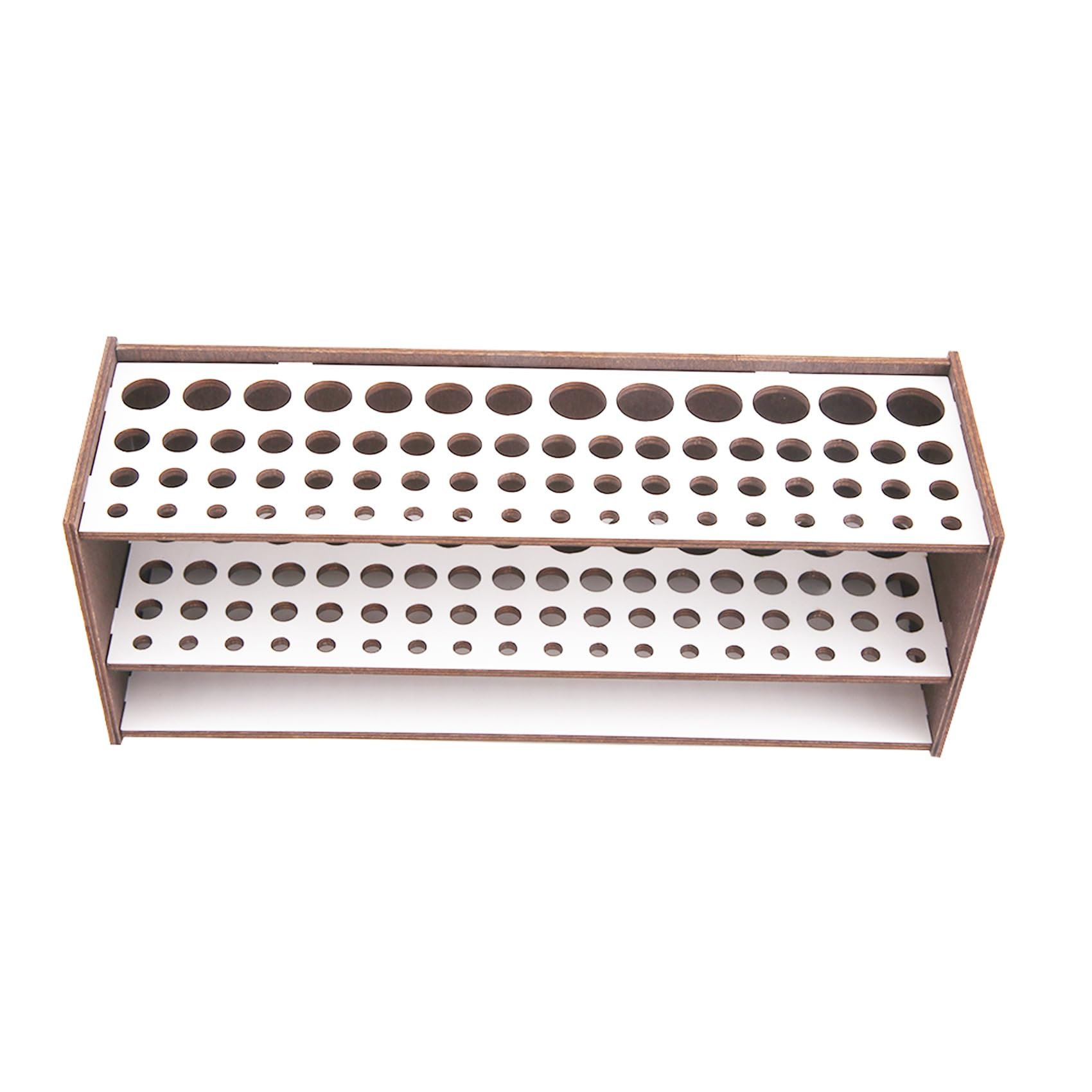 Fuhjythy DIY Wooden Paintbrush Holder Stand 67 Paint Brushes Desk Stand Organizer Holding Rack for Paint Brushes Dryer Holder White
