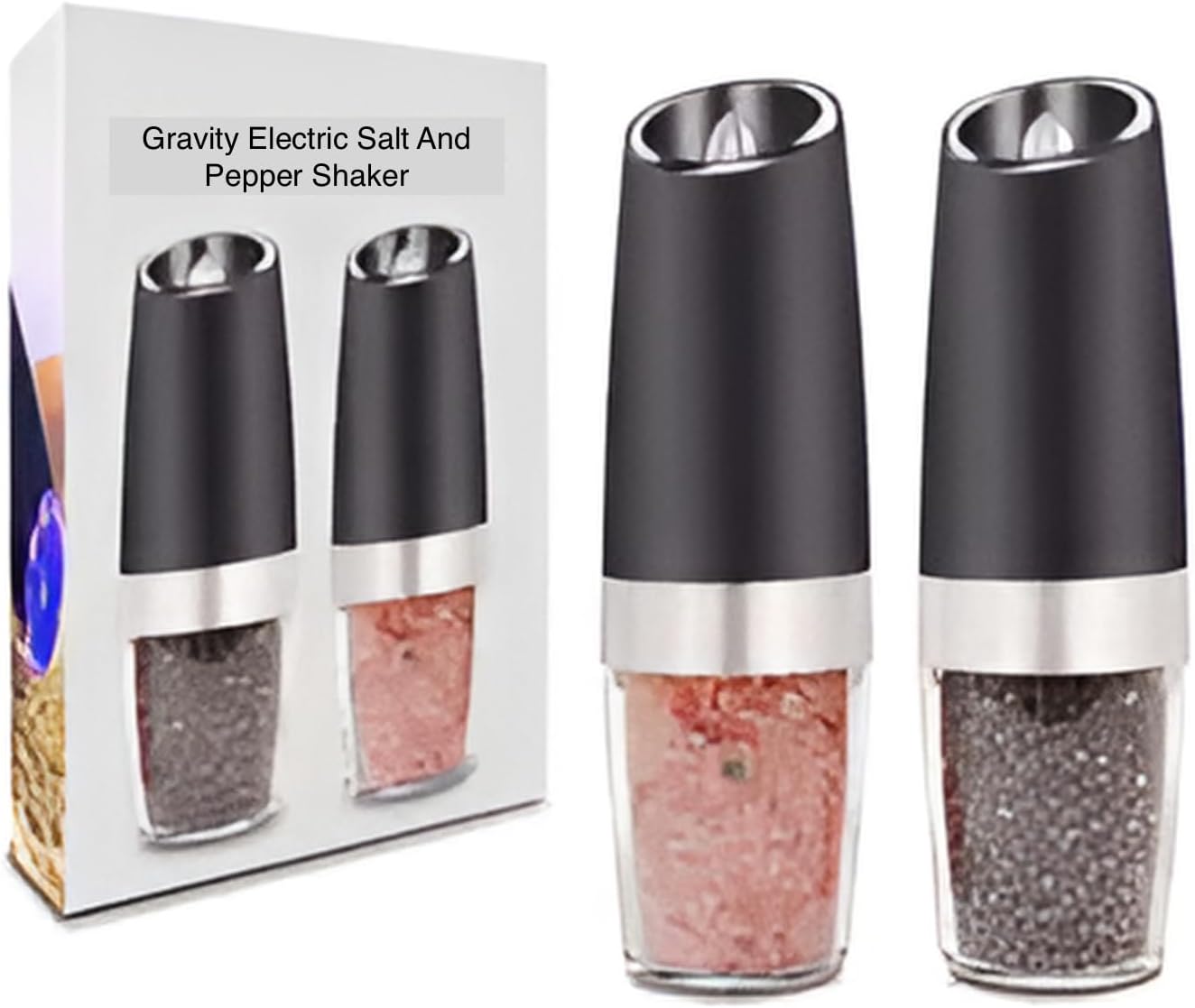 Amazon.com: Set of 2 Gravity Electric Salt and Pepper Grinders, Easily ...