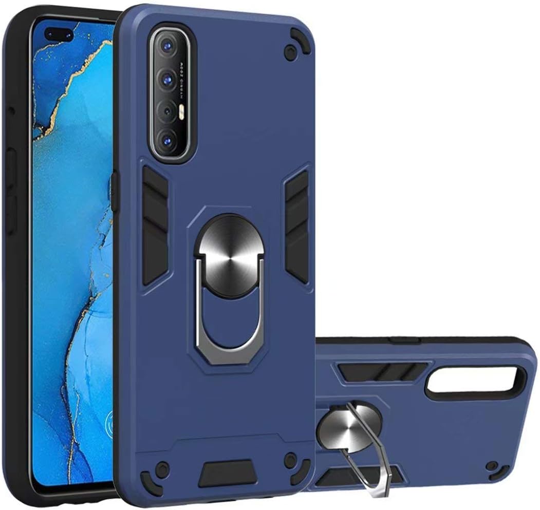 Oppo Reno 3 Pro 2 in 1 Kickstand Royal Blue Back Cover Case,TPU Soft + PC Hard Hybrid Dual Layer Whole Body Protection Back Cover Shell Case for Oppo Reno 3 Pro Royal Blue