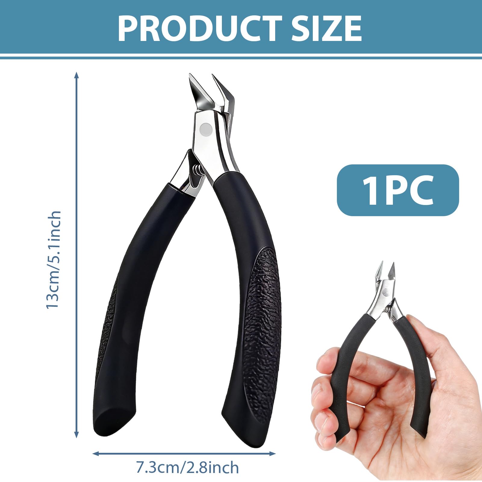 Cortauñas Encarnadas - Alicates Para Uñas Encarnadas, Tijeras Uñas Pies, Cortaúñas Profesionales De Acero Endurecido Para Cortar Uñas Gruesas, Podología (Negro) — view 2