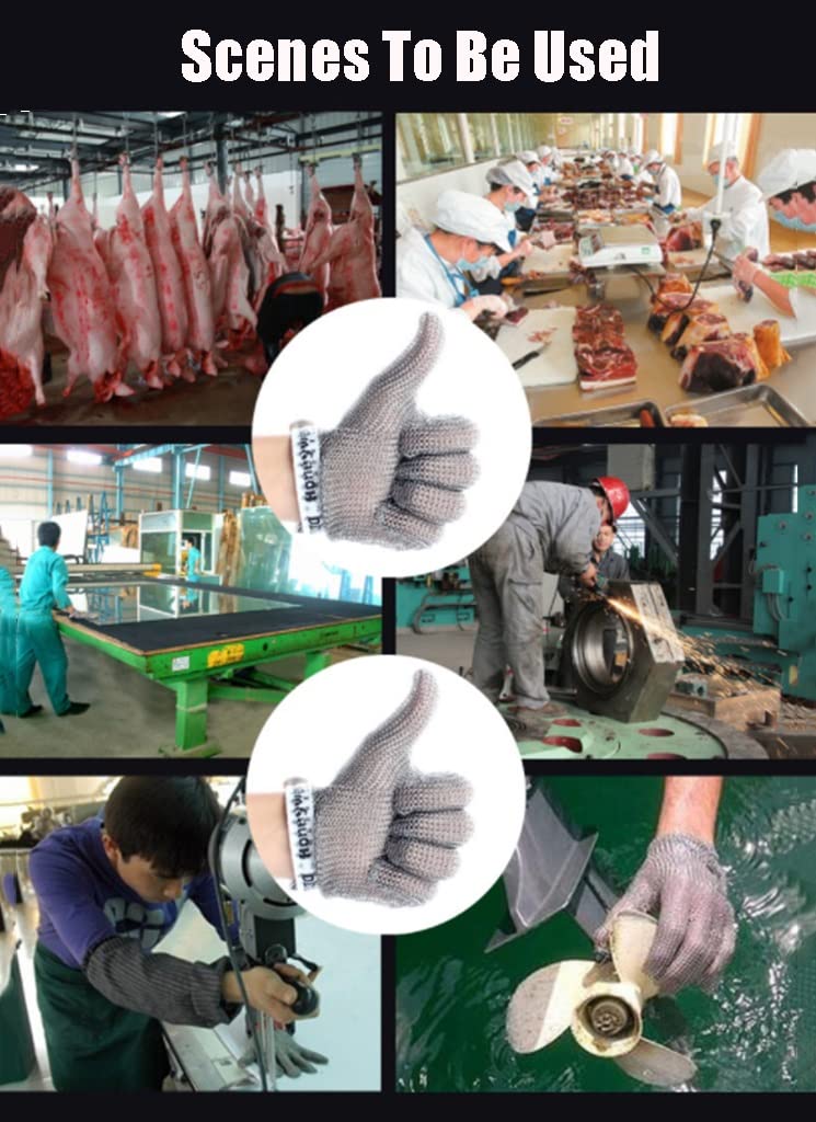 Guantes Resistentes al Corte de Acero, Guantes de Trabajo de Seguridad de protección de Grado 5 de Grado alimenticio, comunes for Manos a la Izquierda y Derecha (Size : 1pcs/S)