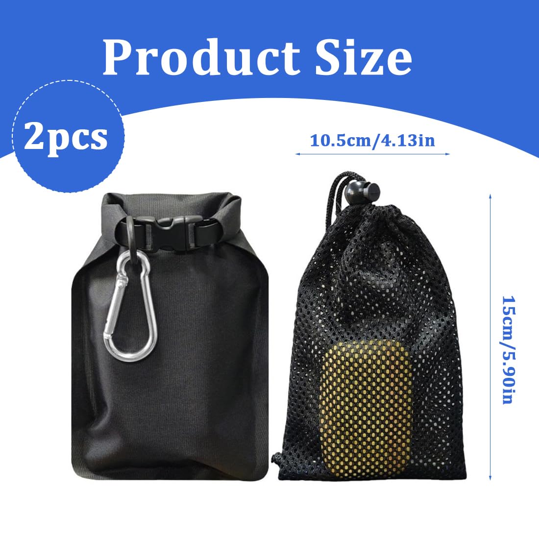 Sacs à savon étanches anti-fuite avec mousqueton et sac en filet, noir