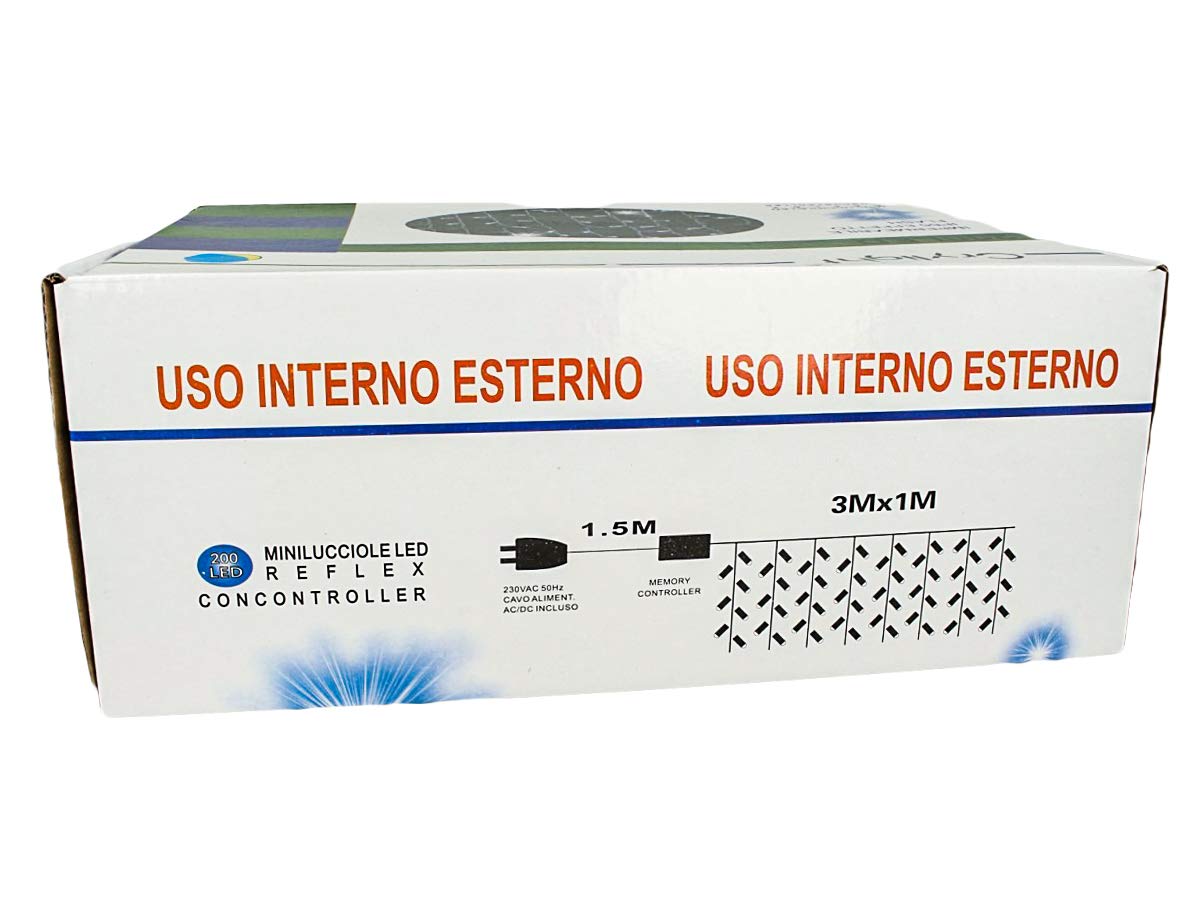 Cortina brillante Luces navideñas Profesionales al aire libre 200 Luces LED Grandes 3M X 1M Efecto cascada 20 Cortinas IP65 Extensible (Azul)