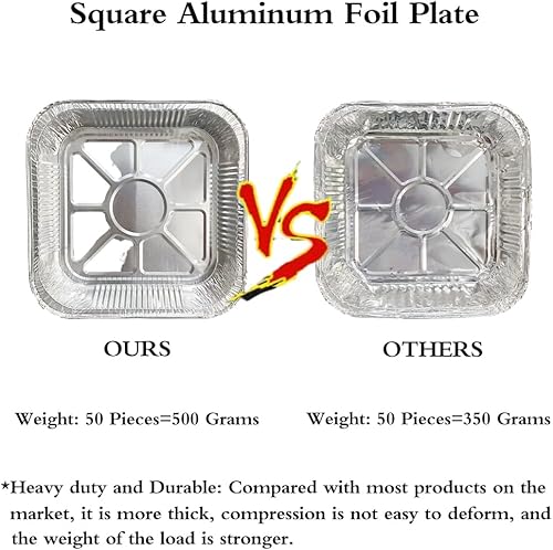 Miniatura 6 de Forros cuadrados antiadherentes desechables de papel de aluminio para freidora de aire, 50 unidades, caja de aluminio a prueba de aceite, también