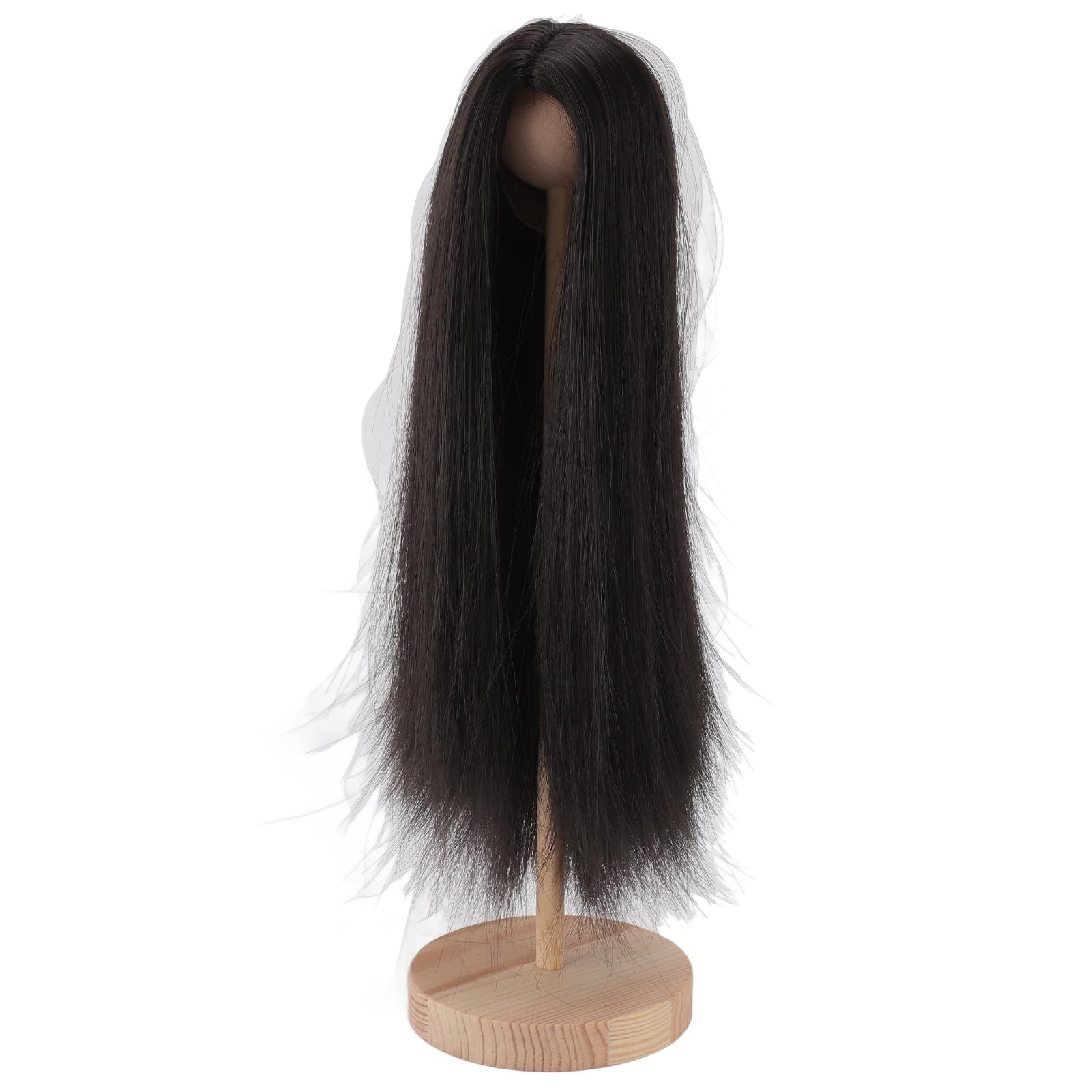 Trimmable Soft Doll Wig with Ball Jointed Design High Temperature Silk Wig for Doll Making Features Long Straight Hair (Black)