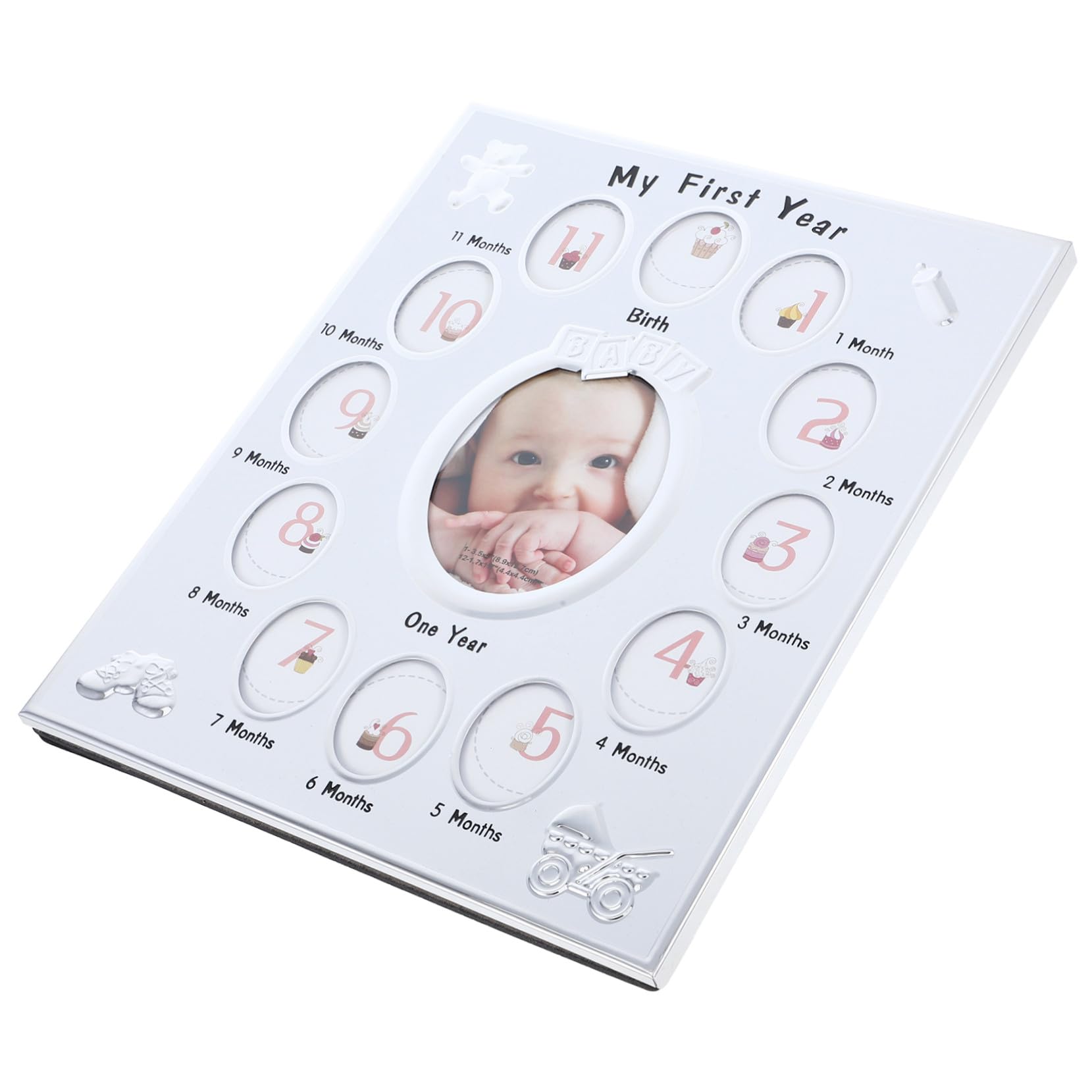 Cadre premiers mois bébé blanc pour fêter sa première année de vie