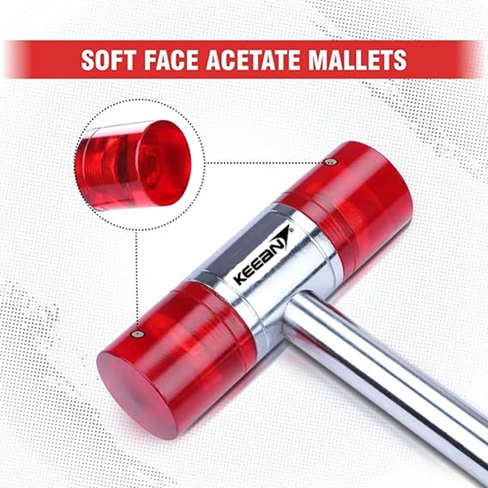KEEAN 40 MM Soft Faced Acetate Mellet Industrial Hammer Non Slip Rubber Grip Bending Forming Metal Tile Fitting Wood Work Professional