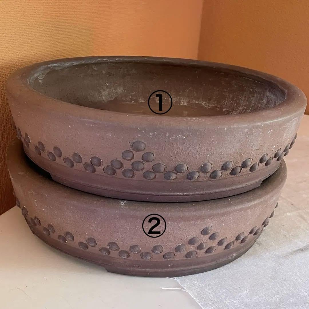 秀峰2点セット！太鼓　盆栽鉢 Amazon.co.jp: ②礼峰造 常滑植木鉢 盆栽鉢 時代鉢 太鼓鉢 盆栽