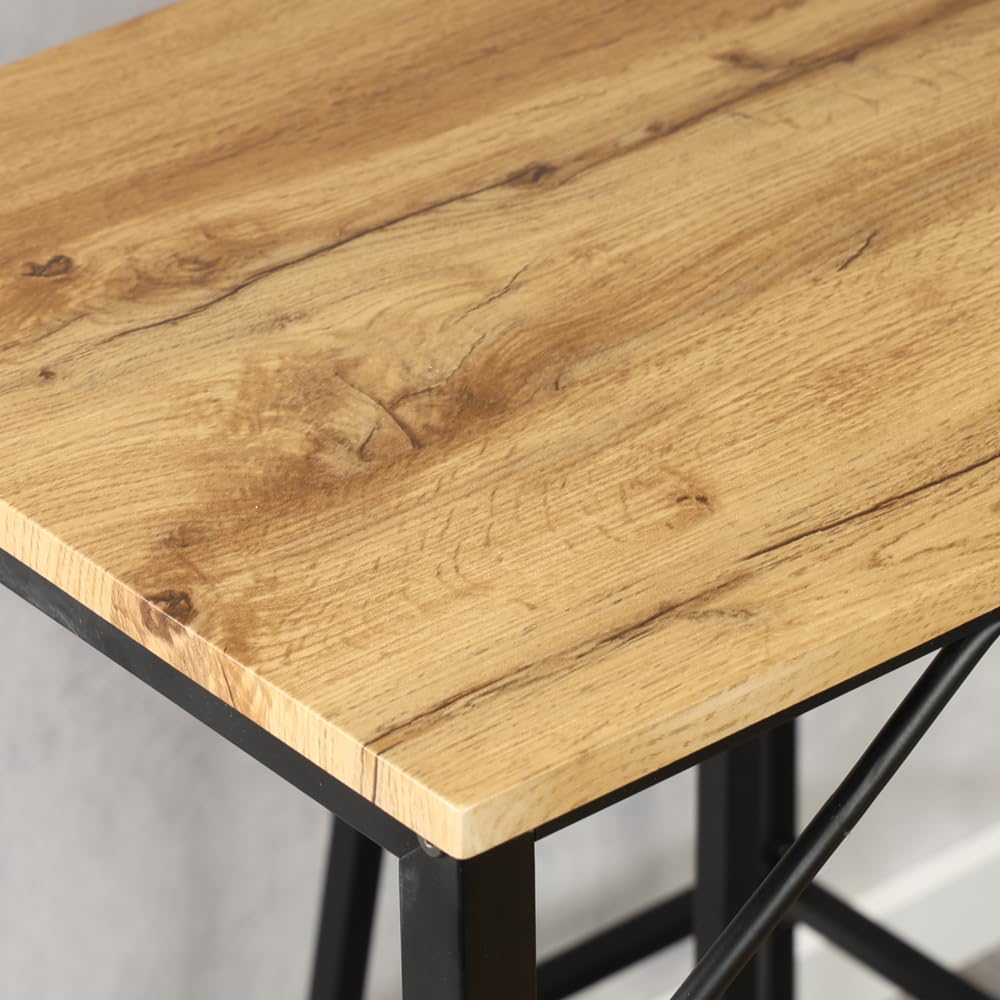 Kesper | Küchenbar 3-teilig | Tisch & 2 Hocker | Metallgestell | FSC®-Faserplatte Eiche-Optik | Platzsparend & stabil | Tisch 110×40×88 cm | 1597813