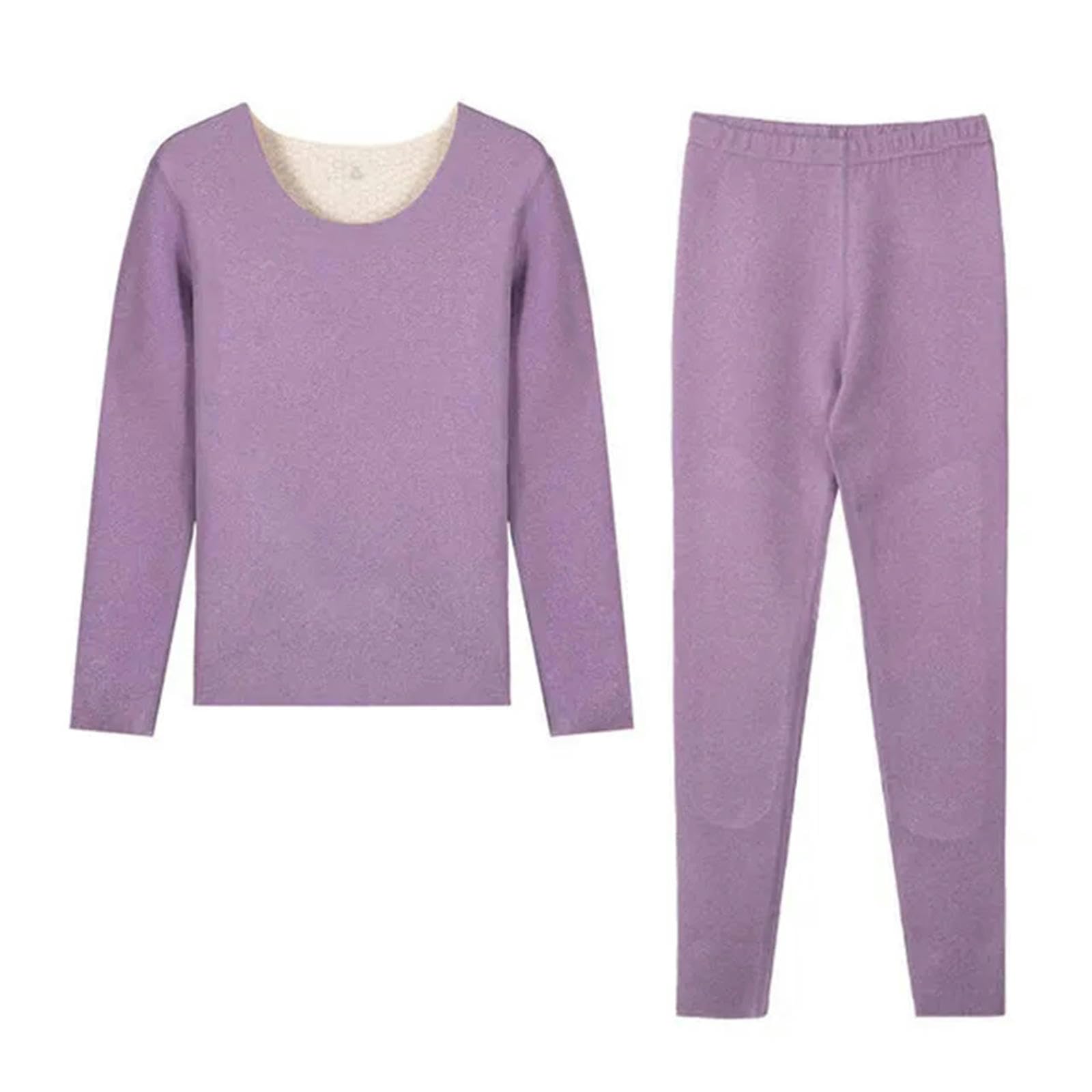 MdybF Conjuntos Térmicos para Mujer Ropa De Ropa Interior Térmica para Mujeres Ropa De Invierno Lencería Tibia para -Mujeres Moradas-L (47-55 Kg)