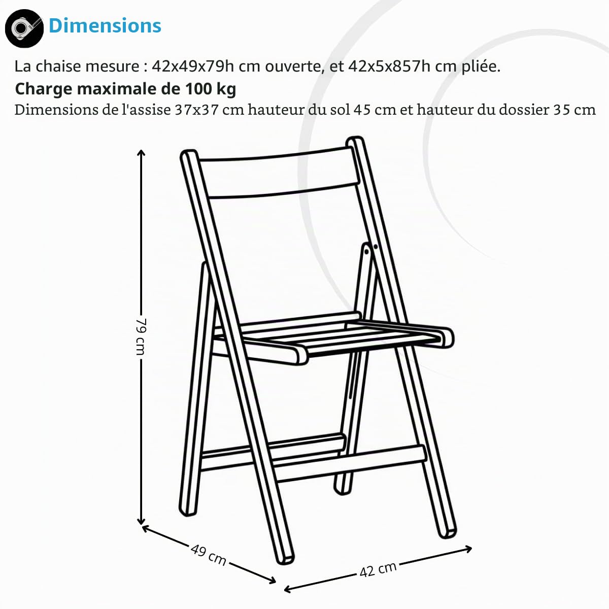 Tomaino - Lot de 4 chaises pliantes de camping en bois - Pour intérieur et extérieur - Peu encombrant, idéal pour cuisine, jardin, balcon (naturel)