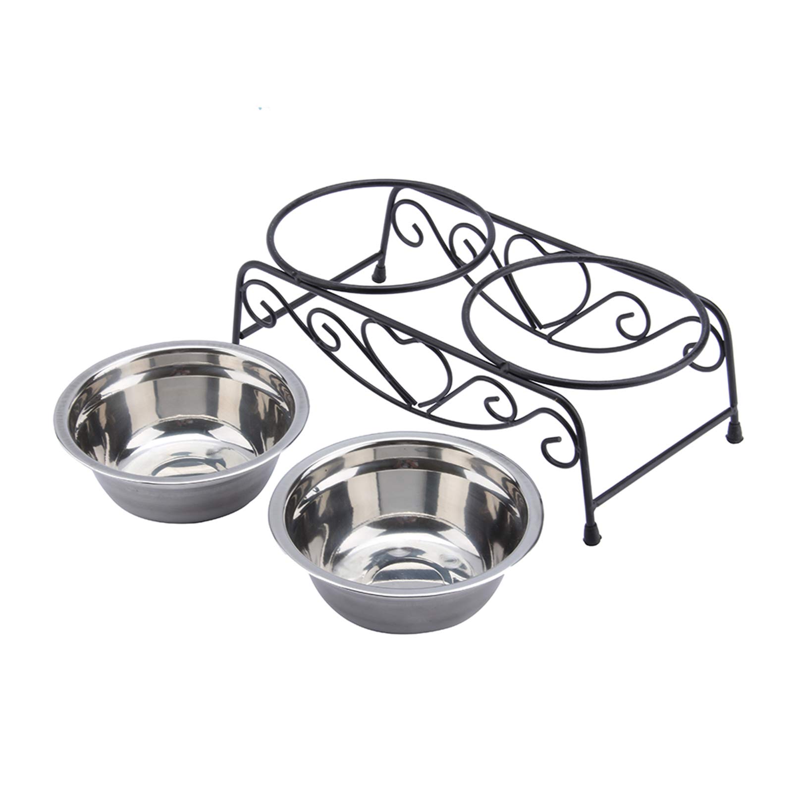 TIKATARER Cat Feeding Station, Multi Cat Feeder Stainless Steel Double Dog Food Water Bowls Pet Bowls Multiple Feeder Dishes Shelf Stand