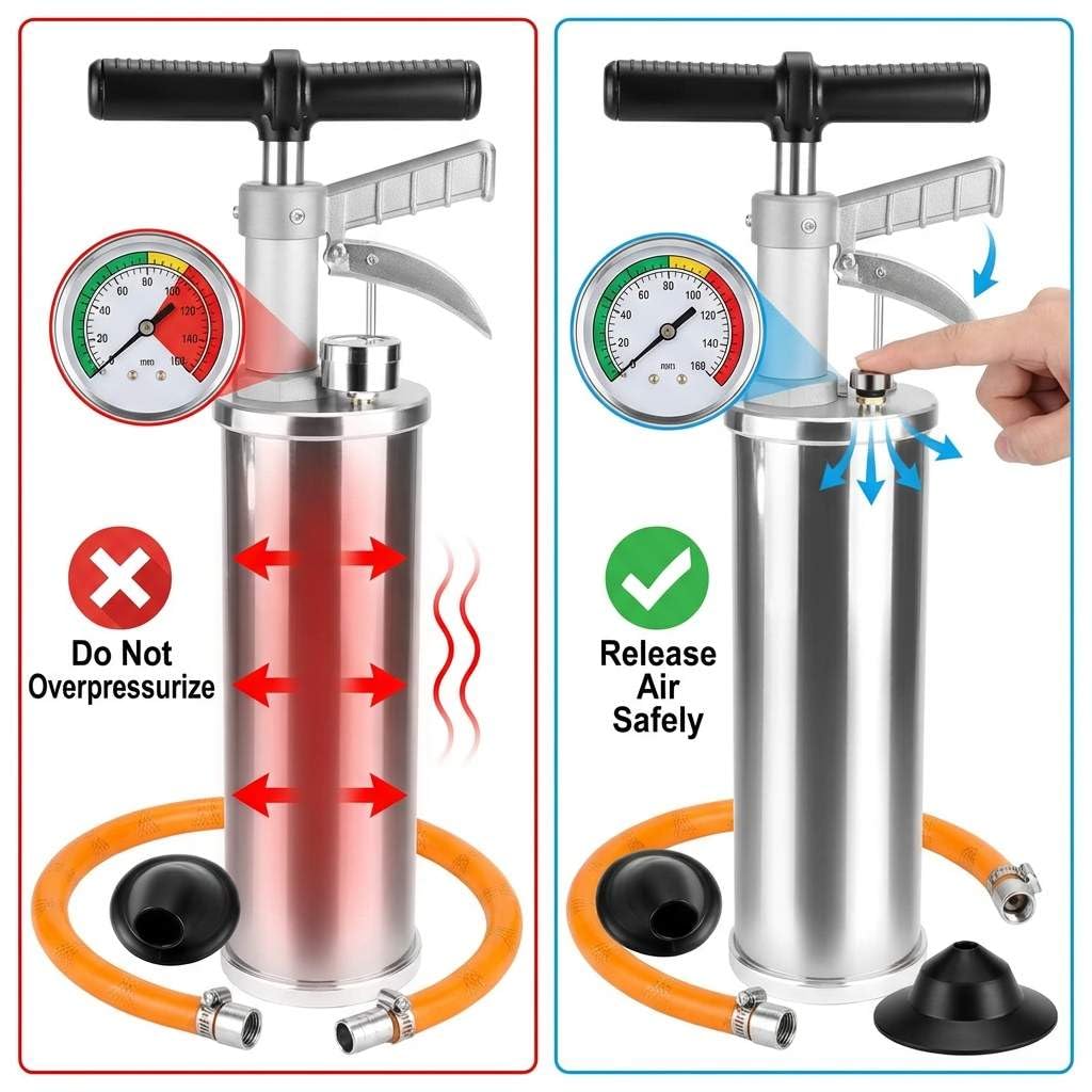 QWORK Bomba de drenaje de aire cinética de alta presión para inodoro, transparente que se obstruye de forma segura y fácil con ergonómica, para baño, inodoro, ducha, tubería obstruida