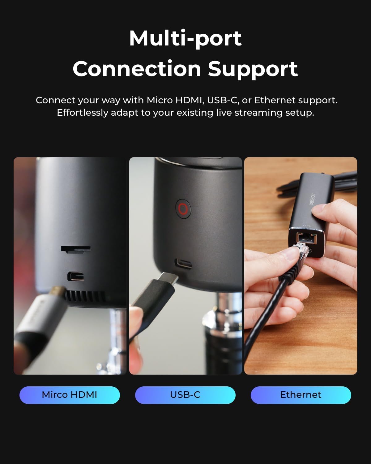 OBSBOT Tail Air Combo con Telecomando Intelligente, Telecamera AI Tracking PTZ con Supporto NDI, App Intelligente, Videocamera HDMI/USB-C/WiFi per Streaming, Chiesa, Sport, ecc.