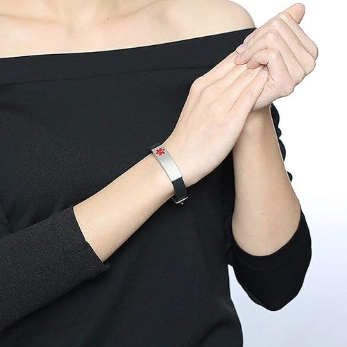 Miniatura 8 de LuxglitterLin - Pulsera deportiva de silicona de emergencia ajustable de 19 a 8.3in