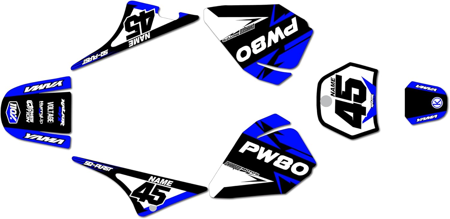 Graphics Kit for YAMAHA PW80 (All Years) DIVISION Series Yellow 9 Mil - Easy Go - Dirt pit bike motorcycle stickers, dirtbike racing automotive decal motocross accessories no-plastics