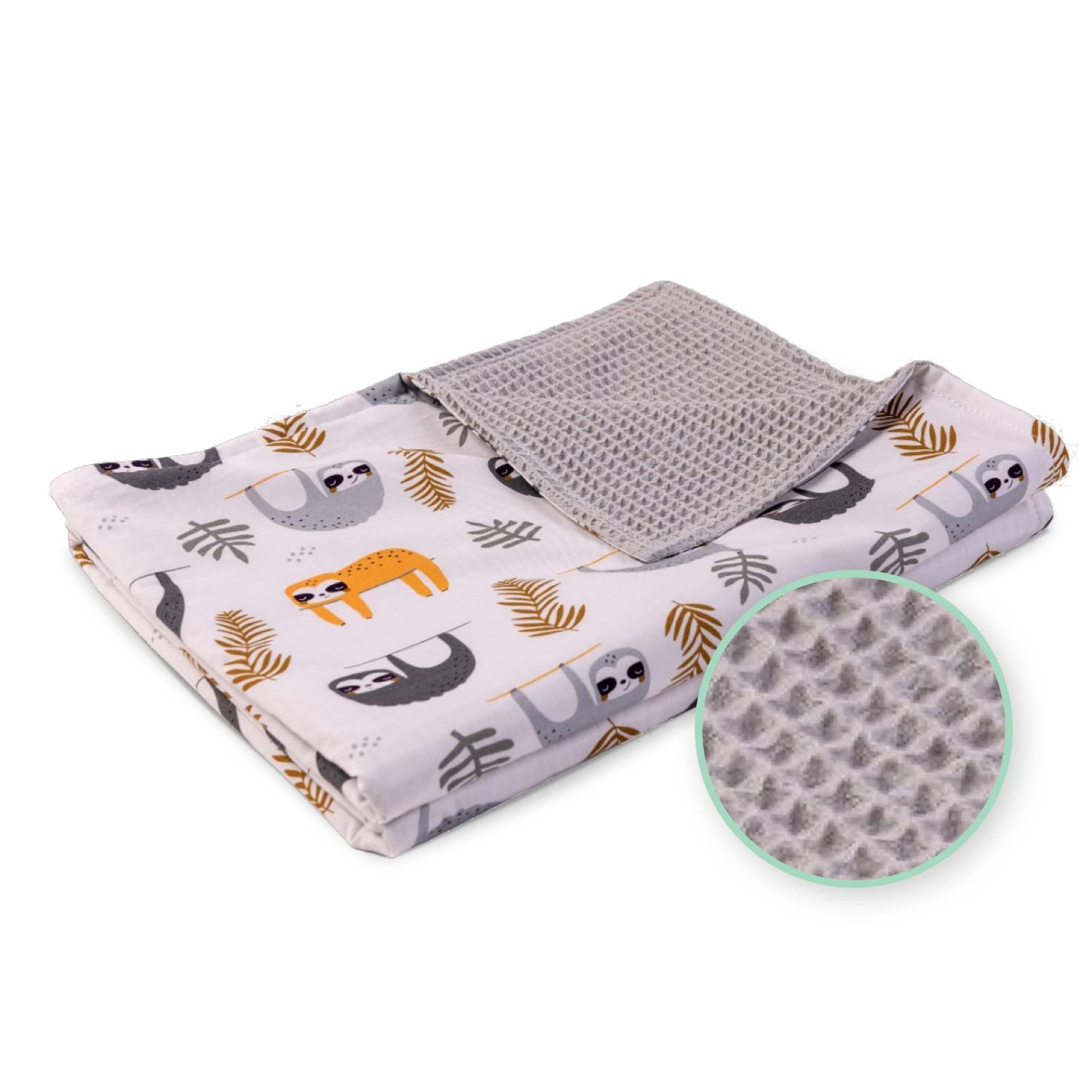 ULLENBOOM ® Babydecke 70x100 cm, Grau-Faultiere (Made in EU) - Baby Decke Neugeborenen, Aus 100% OEKO TEX Baumwolle, ideal für Kinderwagen