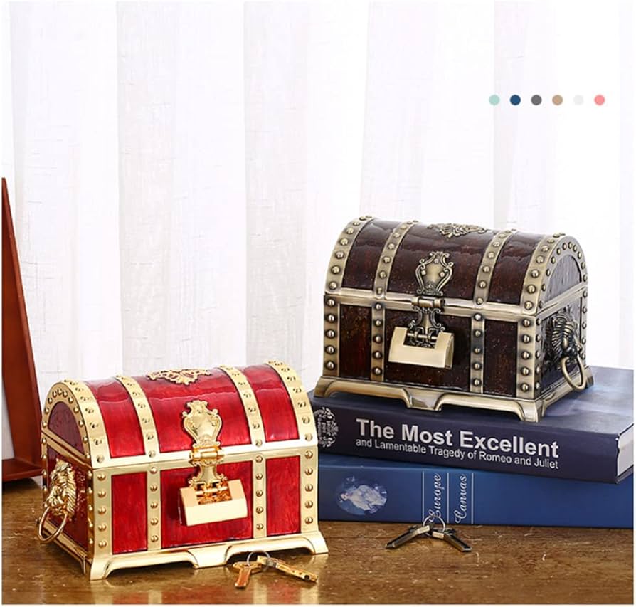 Amazon.co.jp: アンティーク 宝箱 鍵2本付き 収納ボックス