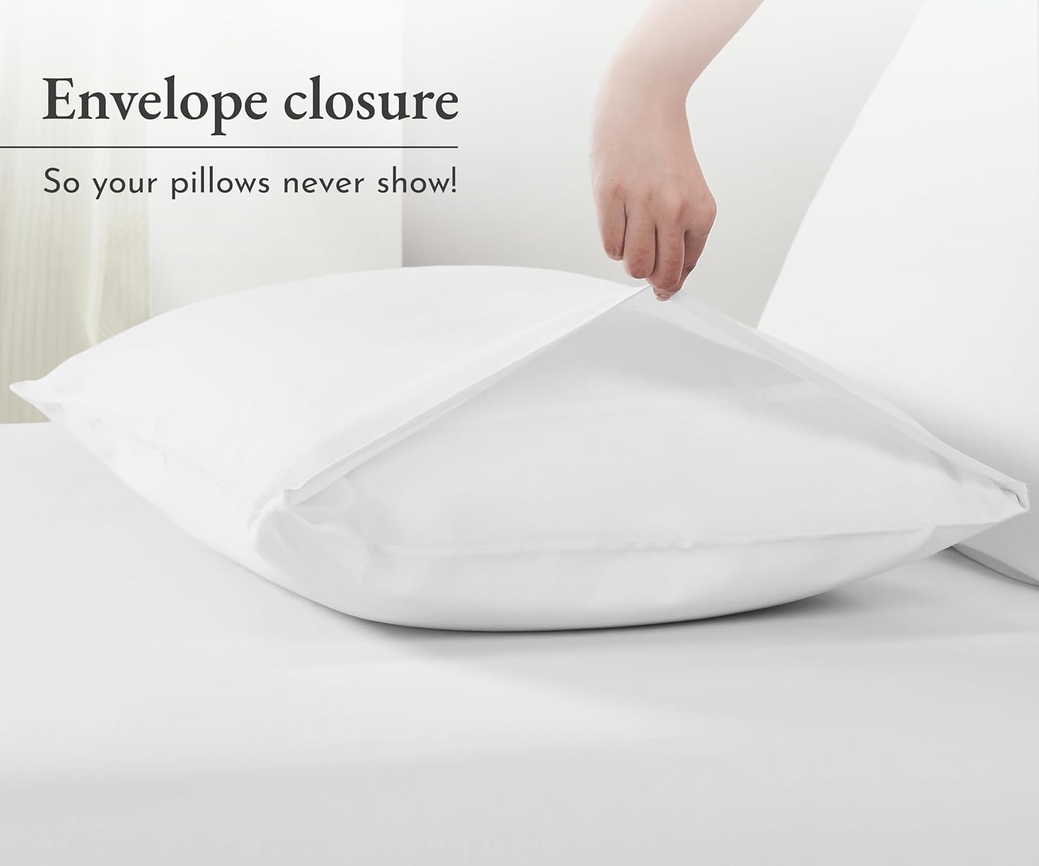 California Design Den King Size Pillowcases - 100% Cotton, Set of 2 Soft Sateen Weave Cases, Fits King Size Pillows - Bright White - Image 4