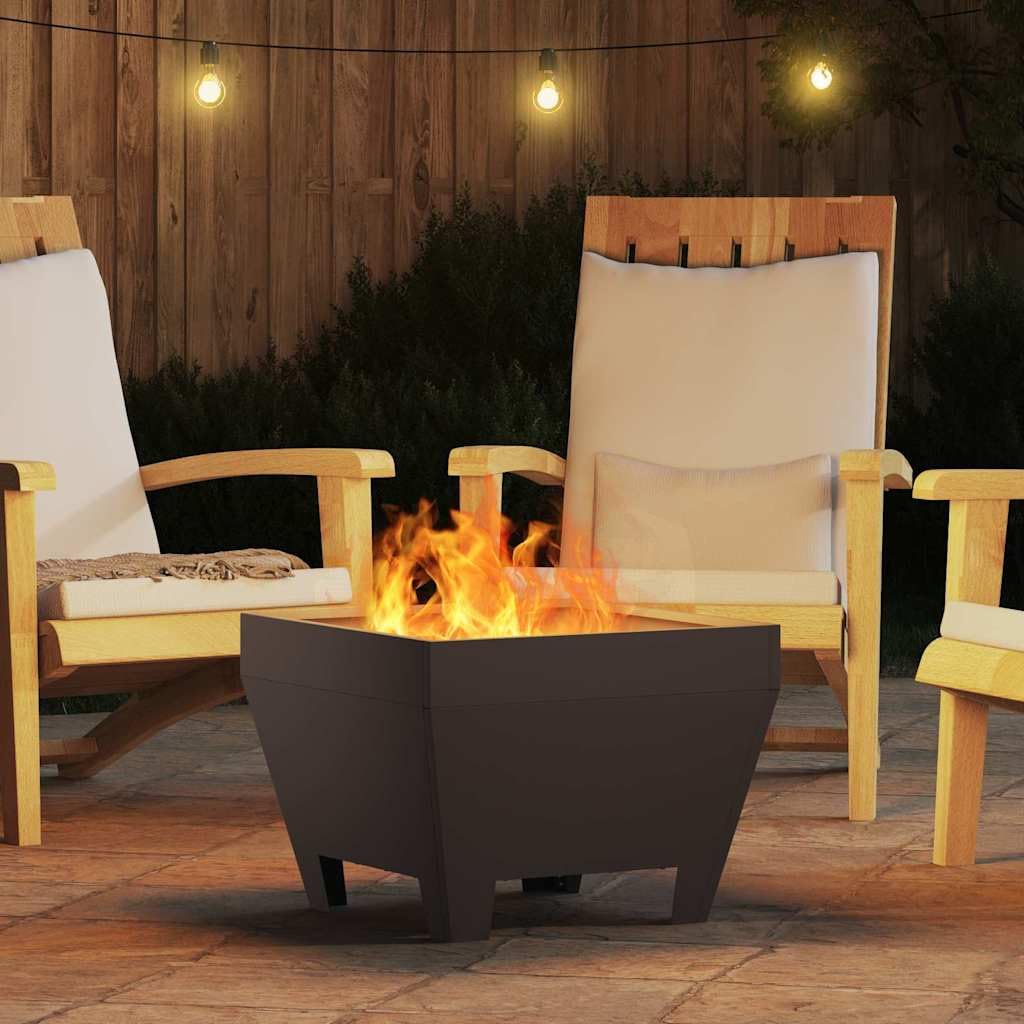 Brasero negro 50 x 50 x 38 cm de acero para jardín, terraza, exterior con protección contra la corrosión, resistente al calor, para reuniones al aire libre, portátil, resistente al calor a