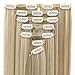 Lelinta 7Pcs Full Head 16 Clips in on Double Weft Hair Extensions, Sandy Blonde Mix Bleach Blonde Straight, 23inch 160g