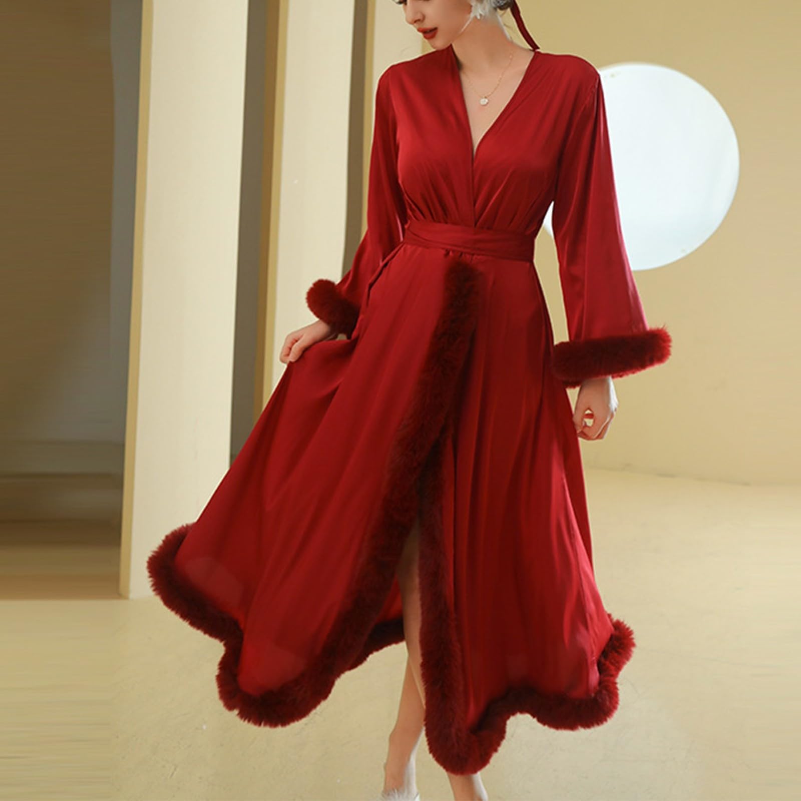 Generisch Accappatoio kimono in raso lungo per San Valentino e