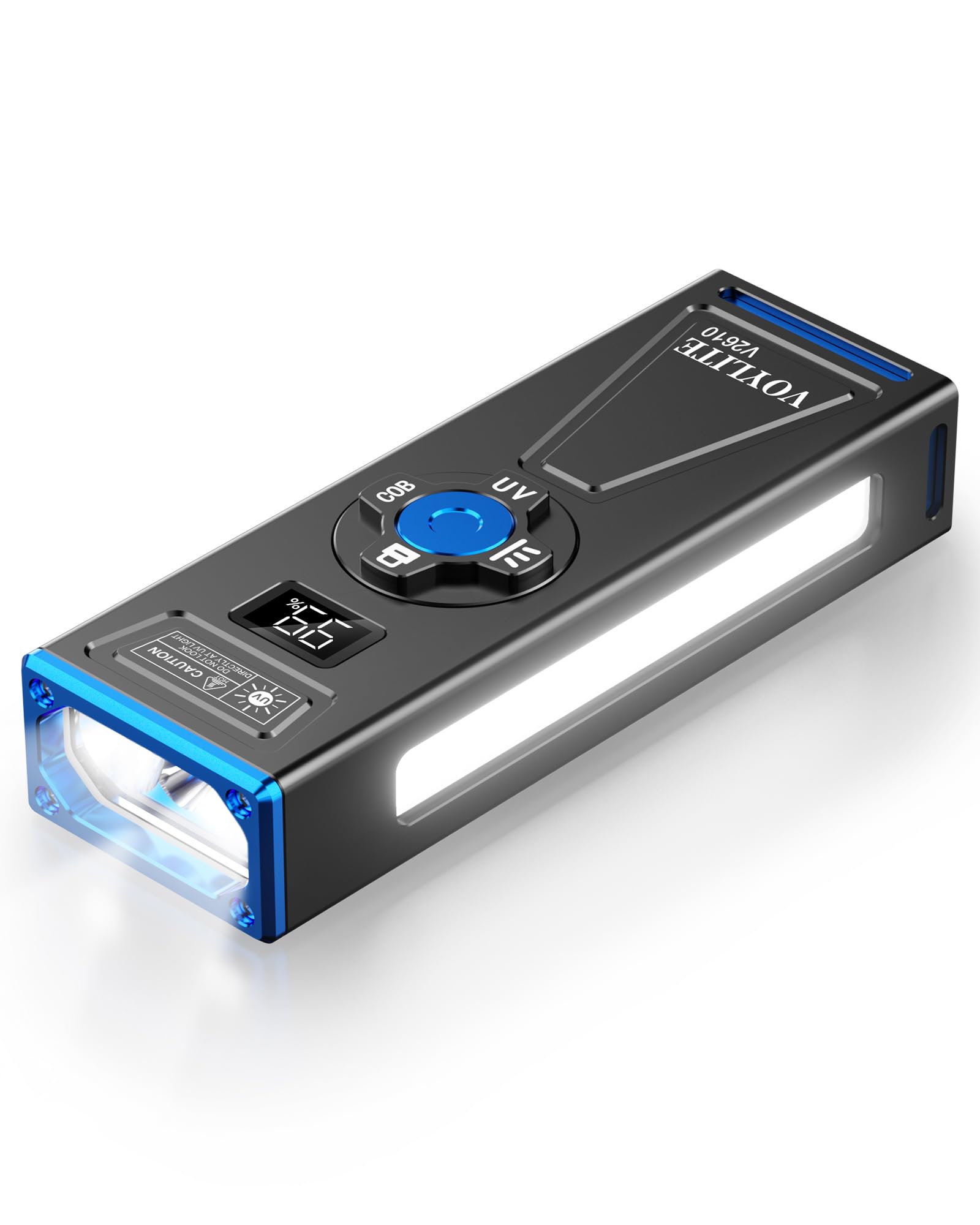 Taschenlampe LED Aufladbar, 2000 Lumen EDC mit UV Licht, Magnetisch | COB Arbeitslicht, RGB Licht, Metallclip, IPX6 Wasserdicht, 10,5 cm kompakt, 159 g leicht, ideal für Camping/Outdoor/Notfälle