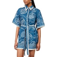 Womens Printed Linen Dress, Womens Printed Cardigan Dress