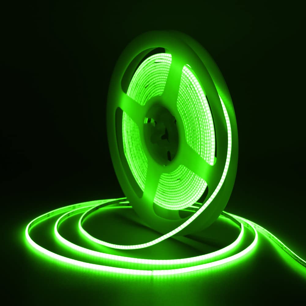 Tayire COB LED Strip Green, DC12V 5m Cuttable LED Tape Light 480LEDs/m, 4mm Width Flexible LED Light Strip for Cabinet, FPV,Wardrobe, Home DIY Lighting (Power Supply Not Included) โ image 1