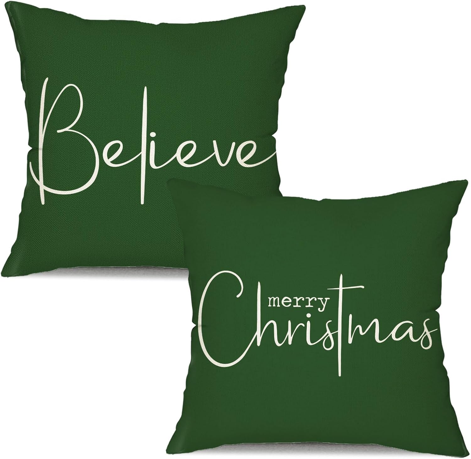 Christmas Throw Pillow Covers 18x18 Inch Set of 2 Merry