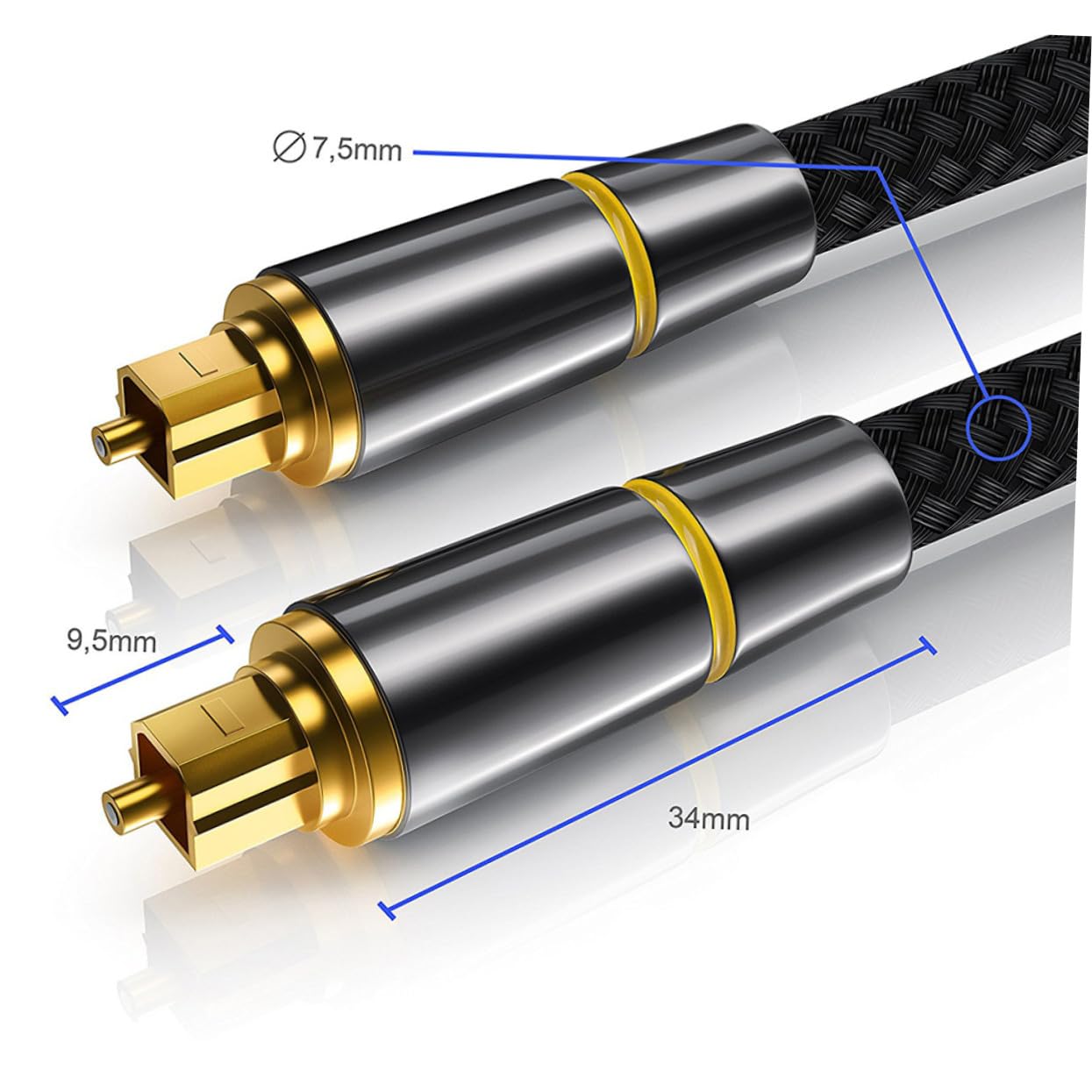 Cavo Audio Ottico Digitale Metri Maschio Maschio in Fibra con Connettori di Alta Qualità Sostituzione per Segnale Audio e Stabile con Protezione Contatti