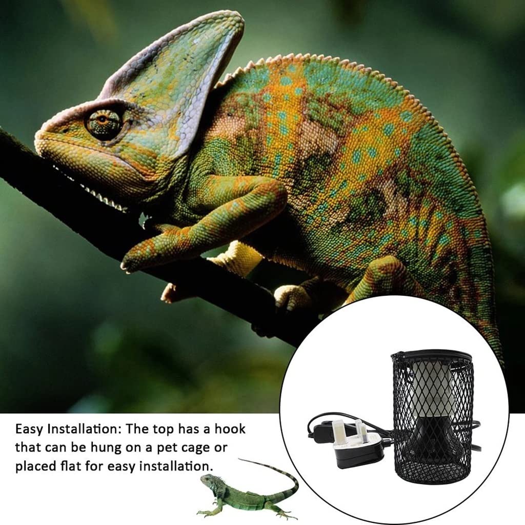 Cubiertas de Lámpara Antiescarcha para Reptiles, Guardia del Calentador, Lámpara de Calor de Cerámica Infrarroja, Lámpara Calefactora para Tomar el Sol para Tortugas, Serpientes, Lagartos, Ranas, Arañ