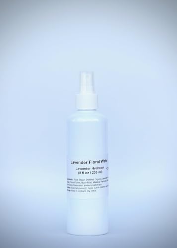 Lavender Floral Water Hydrosol Spray/Mist - for Face, Body, Haircare, Room/Linen Spray and Aromatherapy. 100% Pure Steam Distilled from Certified Organic Lavander (8 fl oz / 236 ml)