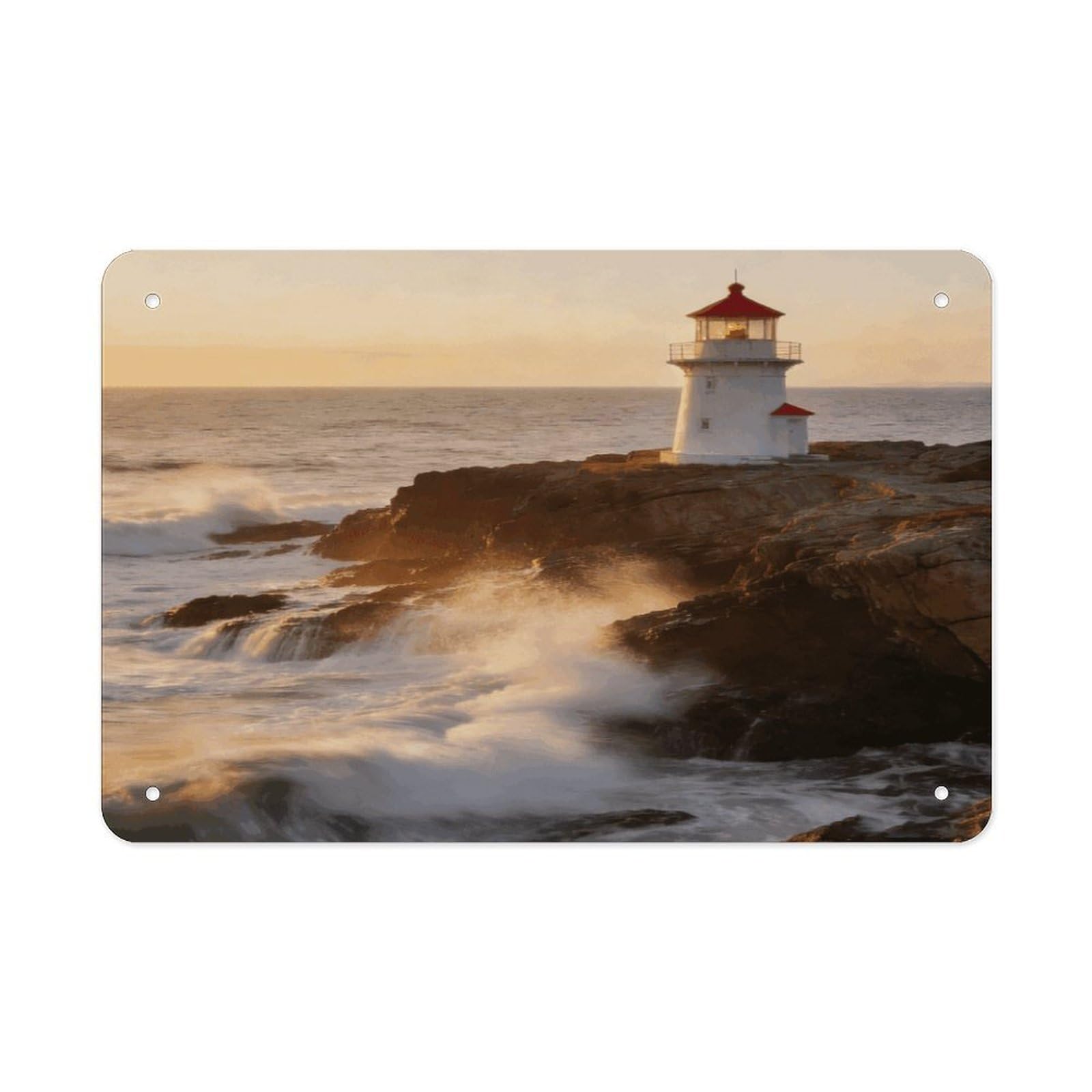 Fodpand Style Lighthouse Waves Wall Art Metal Tin Signs Bar Metal Tin Sign Wall Decor For Home Living Room Bedroom Toilet Hotel Halloween Decor Gifts 7.9X 11.8 Inch