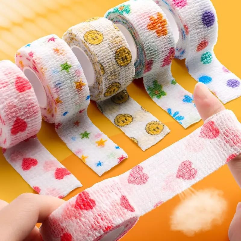 VIVITO Self-Adhesive Finger Bandage Tape | Cute Multi-Design, Non-Woven & Breathable Wrap | Finger Guard for Writing, Nail Art, Sports, Pet First Aid | Stretchable, Latex-Free | MultiColor | (Pack of 2)-image-15