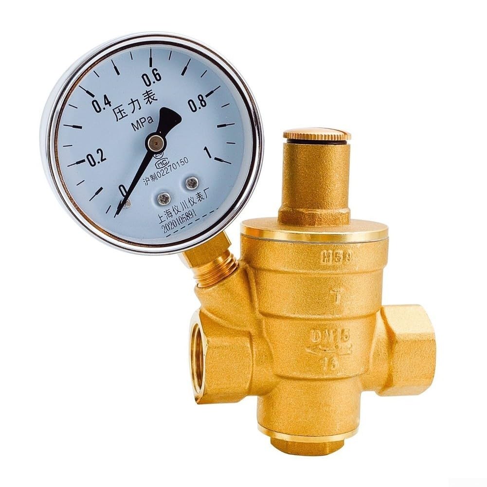 Messing Druckminderer Einstellbar 0,2-0,8 MPa mit Siebfilter DN25 Innengewinde für Hauswasserleitung Bewässerungssystem(C)