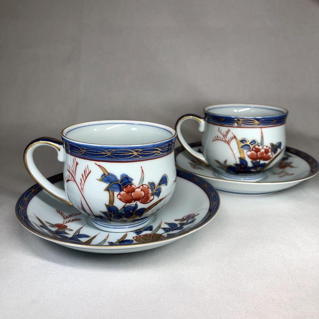 有田焼　華山萬右衛門　古伊万里岩牡丹　コーヒー碗皿 其泉窯 有田焼 琳派古伊万里 コーヒー碗皿|コーヒーカップ