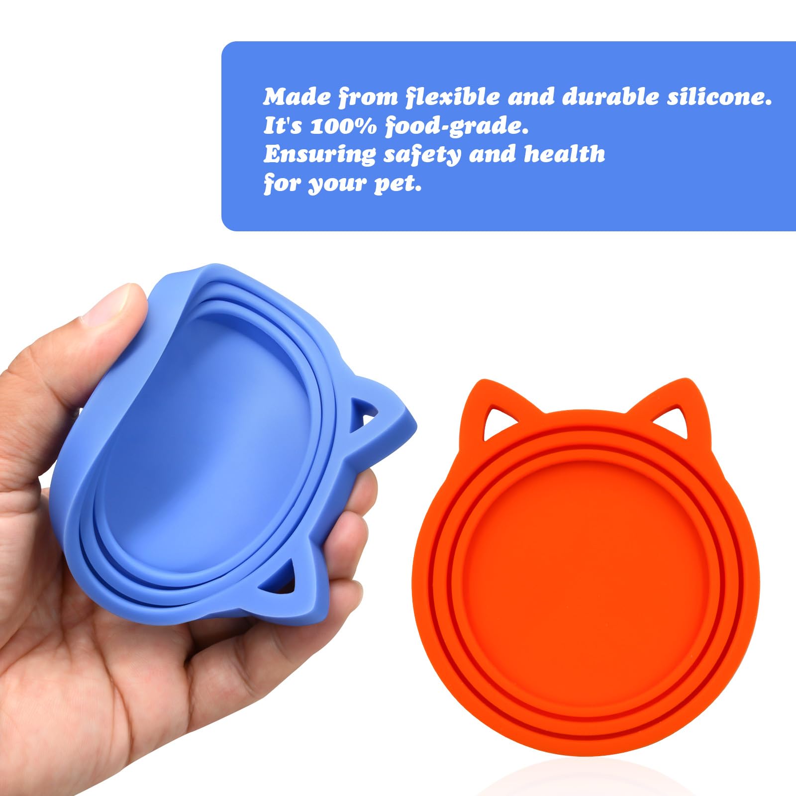 VAYRMEU 4 Pack Pet Food Can Cover Silicone Food Can Lids,Universal BPA Free, One Fit Most Standard Size Food Cans - 4