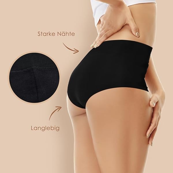 YouShow Culottes Femmes Coton Taille Haute Lot de 5 Slips Elasticité Ventre Plat - 4