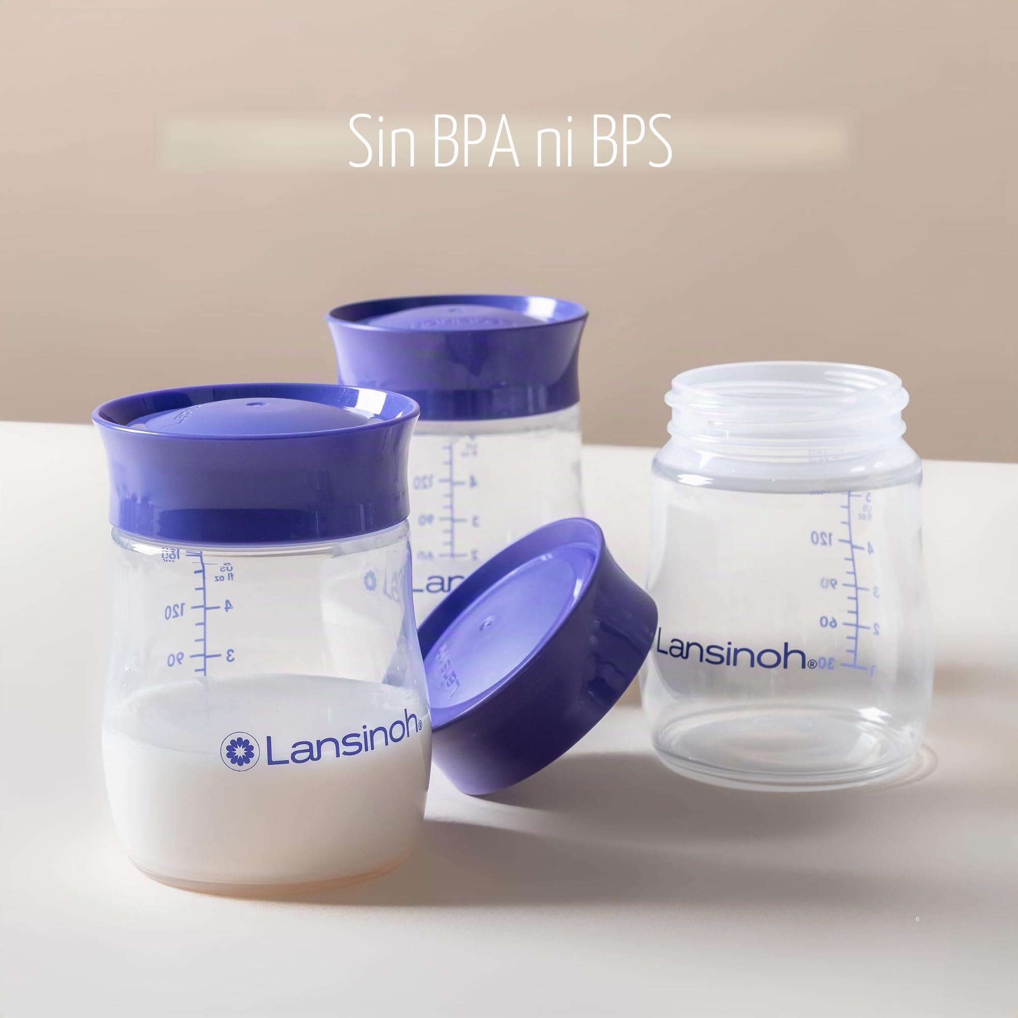 Lansinoh Botellas de almacenamiento de leche materna, 4 x 160 ml, apilables, sin BPA, a prueba de fugas, para recién nacidos, artículos esenciales para refrigerador, congelador, recipientes